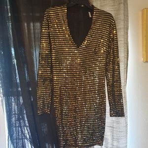 Gold & black mini dress